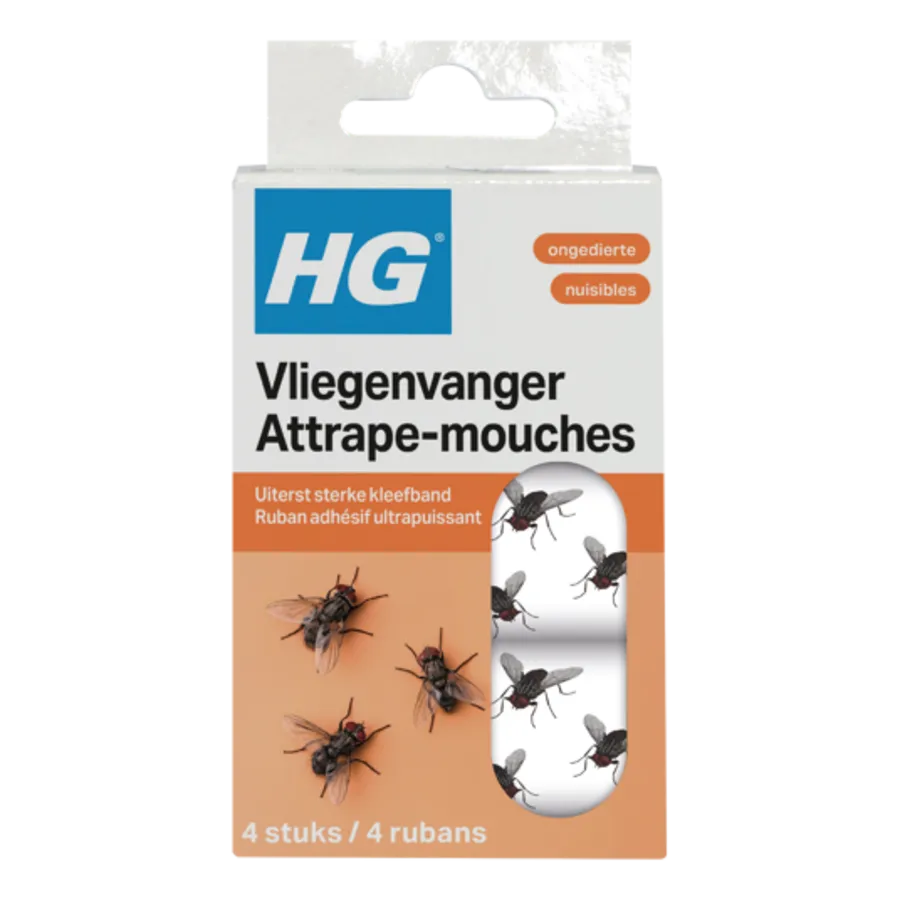 Vliegenvanger met extra sterke kleefband | Geurloos | 4 stuks