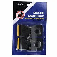 Muizenklem met gele bar | 2 stuks | kunststof muizenval met éénhandsbediening