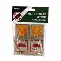 Houten muizenklem met kunststof trigger 2 stuks | snel muizen vangen