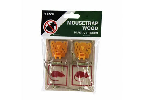 AllesTegenOngedierte.nl Houten muizenval met plastic trigger | 2 stuks
