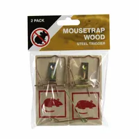 Houten muizenval met stalen trigger | 2 stuks | krachtige klapval