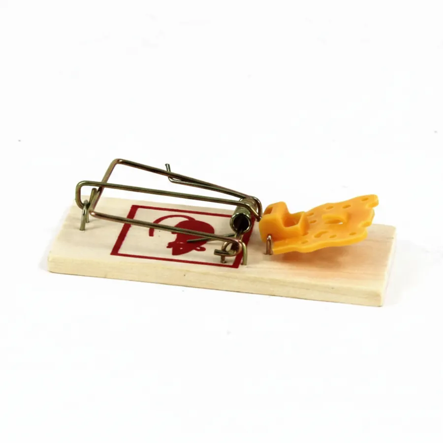 Houten muizenval met plastic trigger | klassieke klapval met gevoelige aasplaat