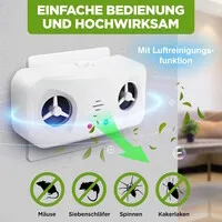 Ongedierte- en insectenverjager voor stopcontact | 3 standen | variabele frequenties | met luchtreiniging | tot 100 m²