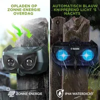 Solar wildverjager set van 2 | LED-afweerlicht (blauw) | buiten | tot 10 m bereik | diervriendelijk