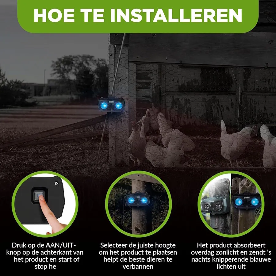 Solar wildverjager set van 2 | blauw LED-afweerlicht voor buiten