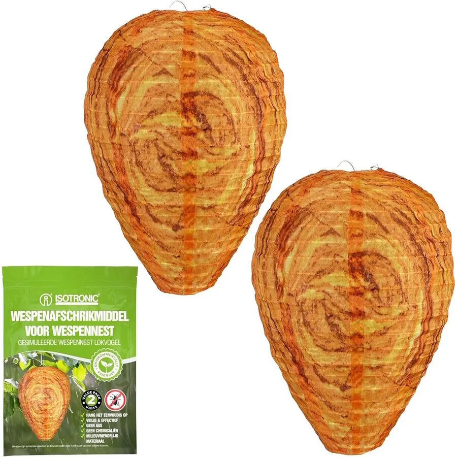 Nep wespennest set van 2 | weerbestendige stof | ophangen buiten | preventief wespen weren