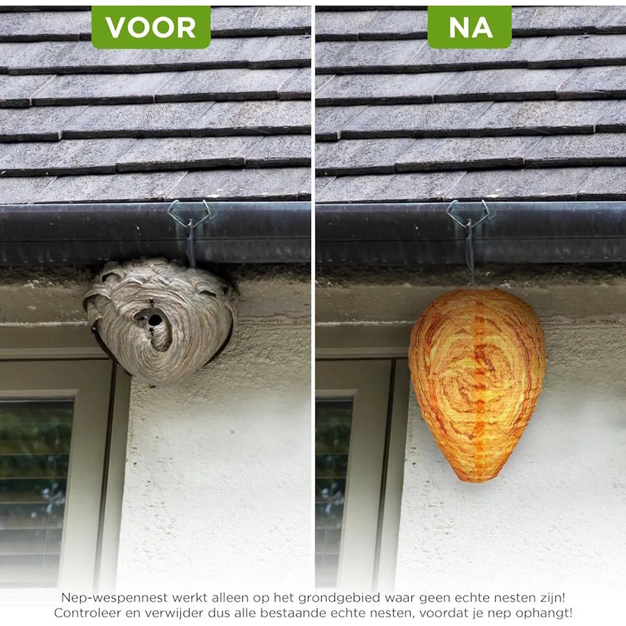 Nep wespennest set van 2 | weerbestendige stof | ophangen buiten | preventief wespen weren