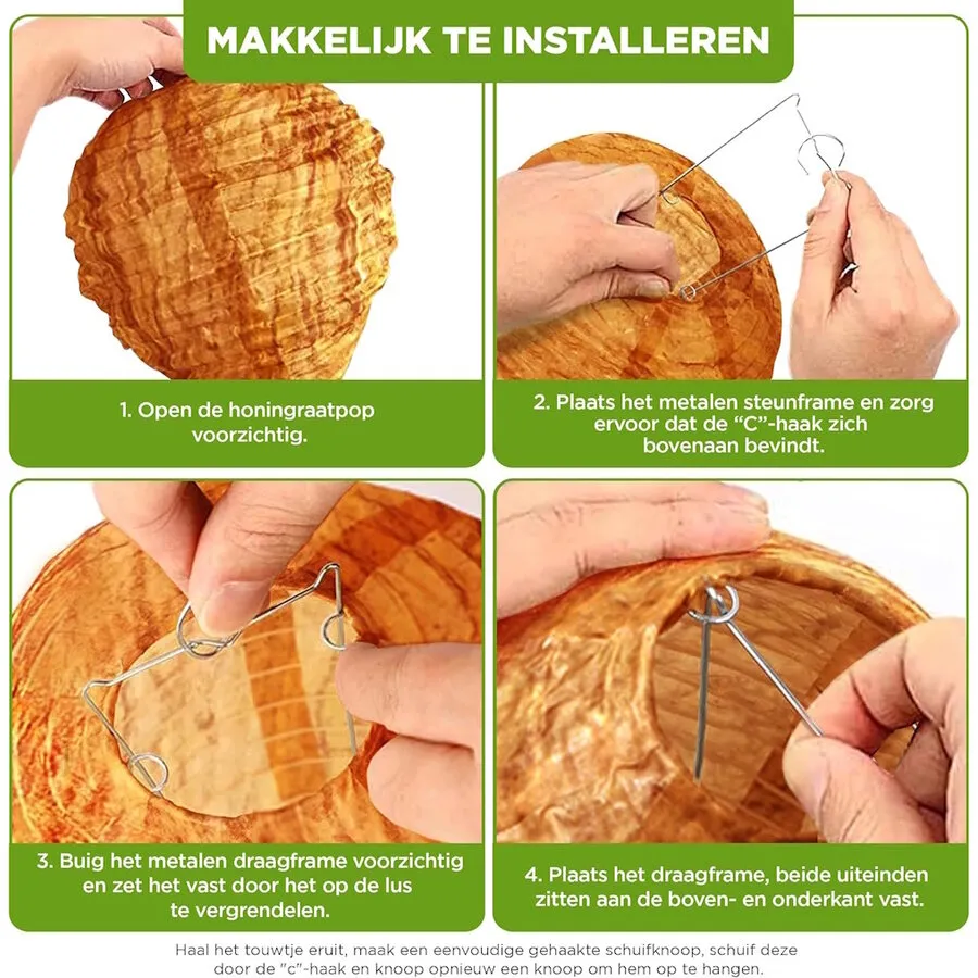 Nep wespennest set van 2 | weerbestendige stof | ophangen buiten | preventief wespen weren