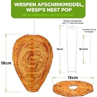 Nep wespennest set van 2 | 15 x 18 cm | weerbestendig voor buiten
