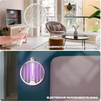 Opvouwbare elektrische insectendoder | 2-in-1 vliegenmepper + UV-insectenval | oplaadbaar via USB | vervangbare lithium batterij | tot 10 m²