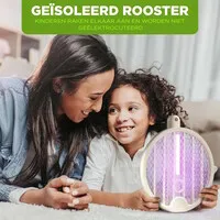 Opvouwbare elektrische insectendoder | 2-in-1 vliegenmepper + UV-insectenval | oplaadbaar via USB | vervangbare lithium batterij | tot 10 m²