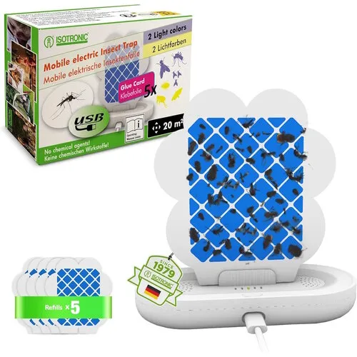 Isotronic UV insectenval met kleefplaat set van 2