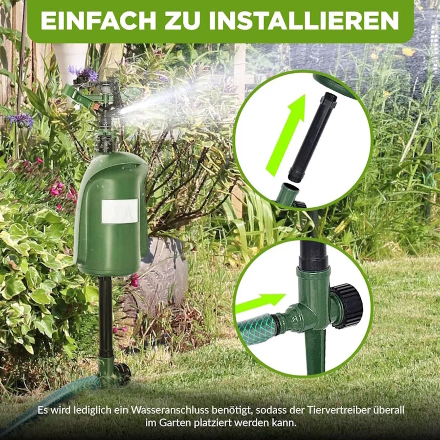 Waterstraal dierenverjager met PIR bewegingssensor | 110° | 6-8 meter