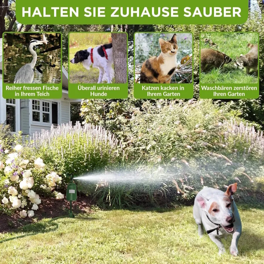 Waterstraal dierenverjager met PIR bewegingssensor | 110° | 6-8 meter