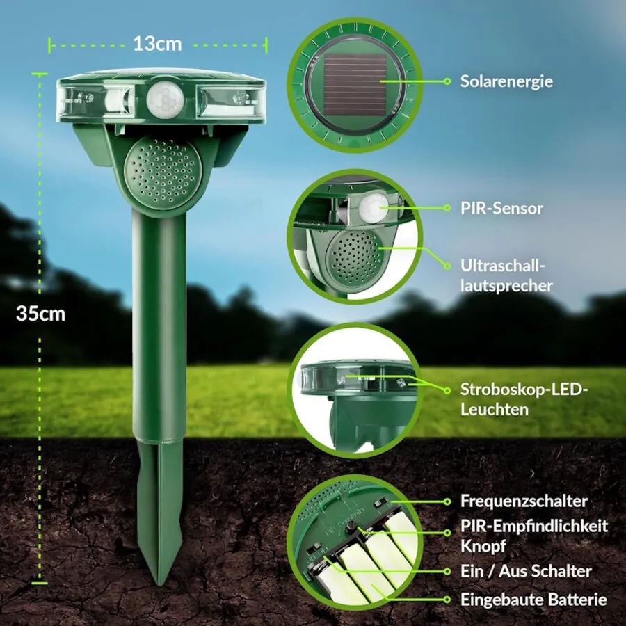 Solar dierenverjager met PIR bewegingsmelder | 110° | 10 meter