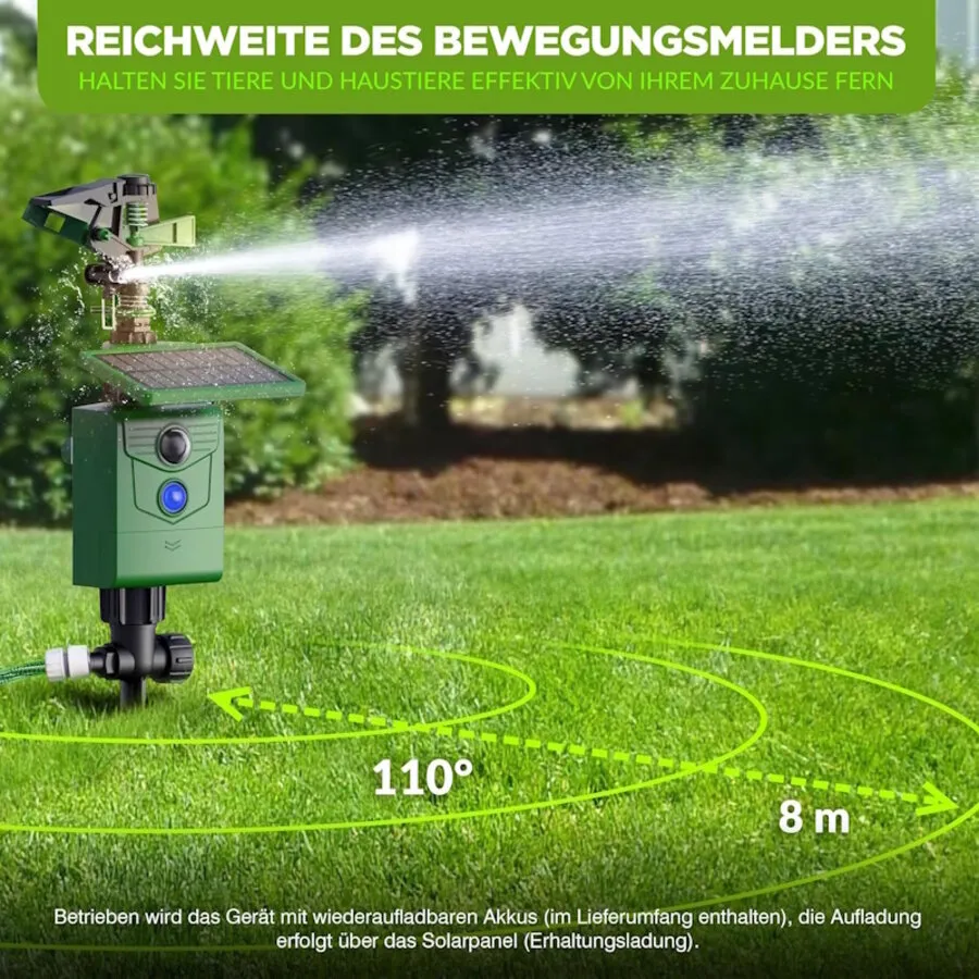 Solar watersproeier met bewegingssensor | waterstraal en LED-flits | tot 8 meter