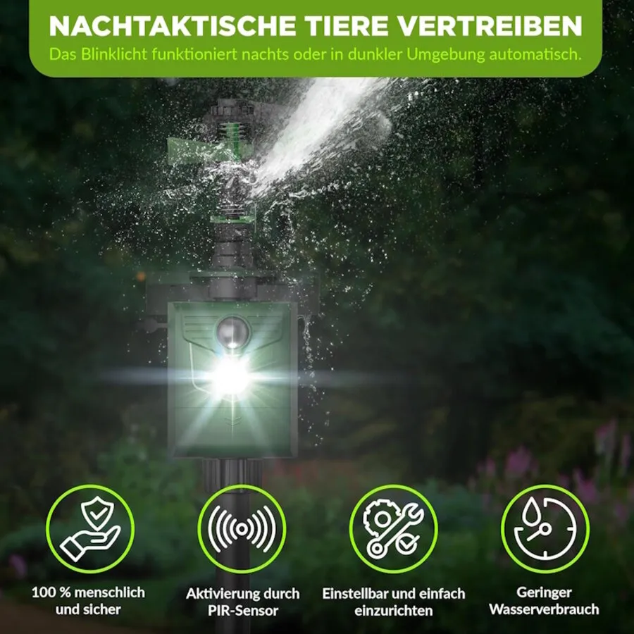 Solar watersproeier met bewegingssensor | waterstraal en LED-flits | tot 8 meter