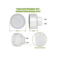 Muizen- en knaagdierverjager voor stopcontact | variabele frequenties | nachtlampje in 2 kleuren | tot 50 m²