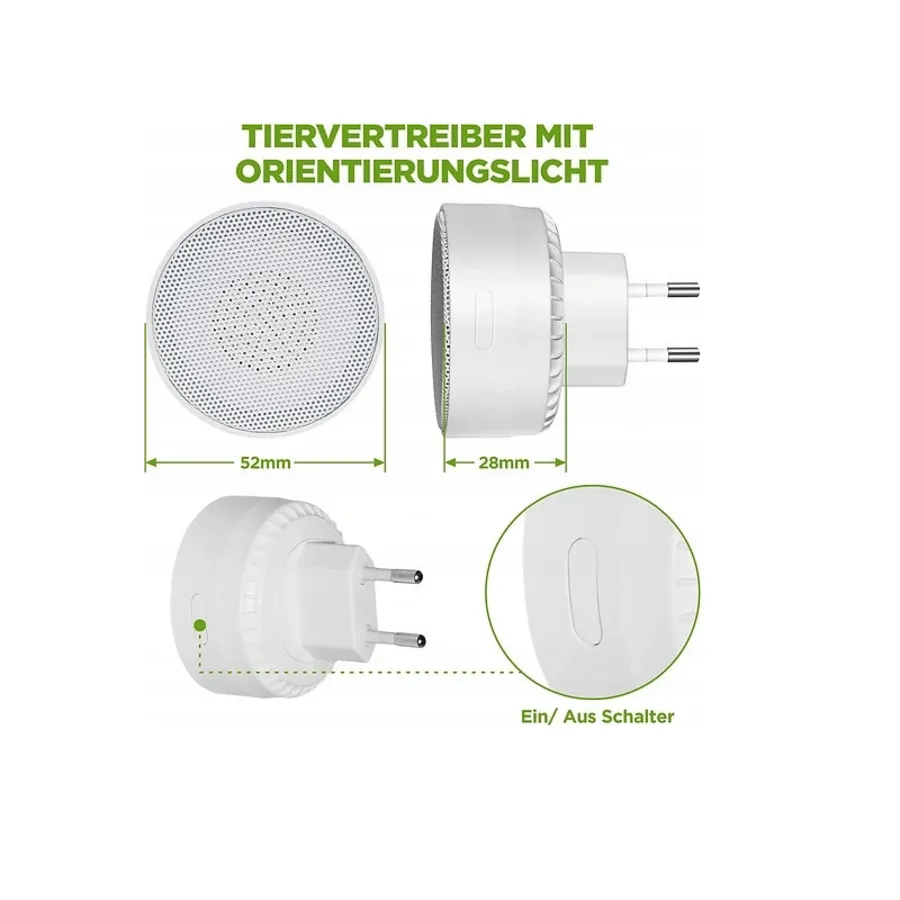 Muizen- en knaagdierverjager 230V | nachtlampje 2 kleuren | tot 30 m²