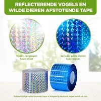 Reflecterend afweerlint 2 rollen van 38 meter | vogelwering voor tuin, balkon en fruitbomen