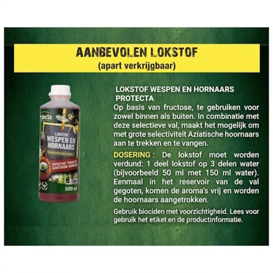 Selectieve Aziatische hoornaar val kit Ø 22 cm met 2 x 50 ml lokstof