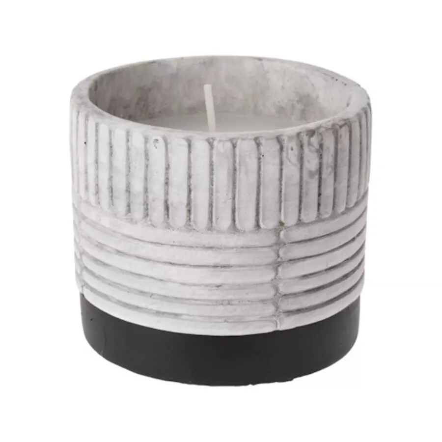 Citronella kaars in keramieken pot grijs | Ø 9 cm x 8 cm | muggen weren buiten