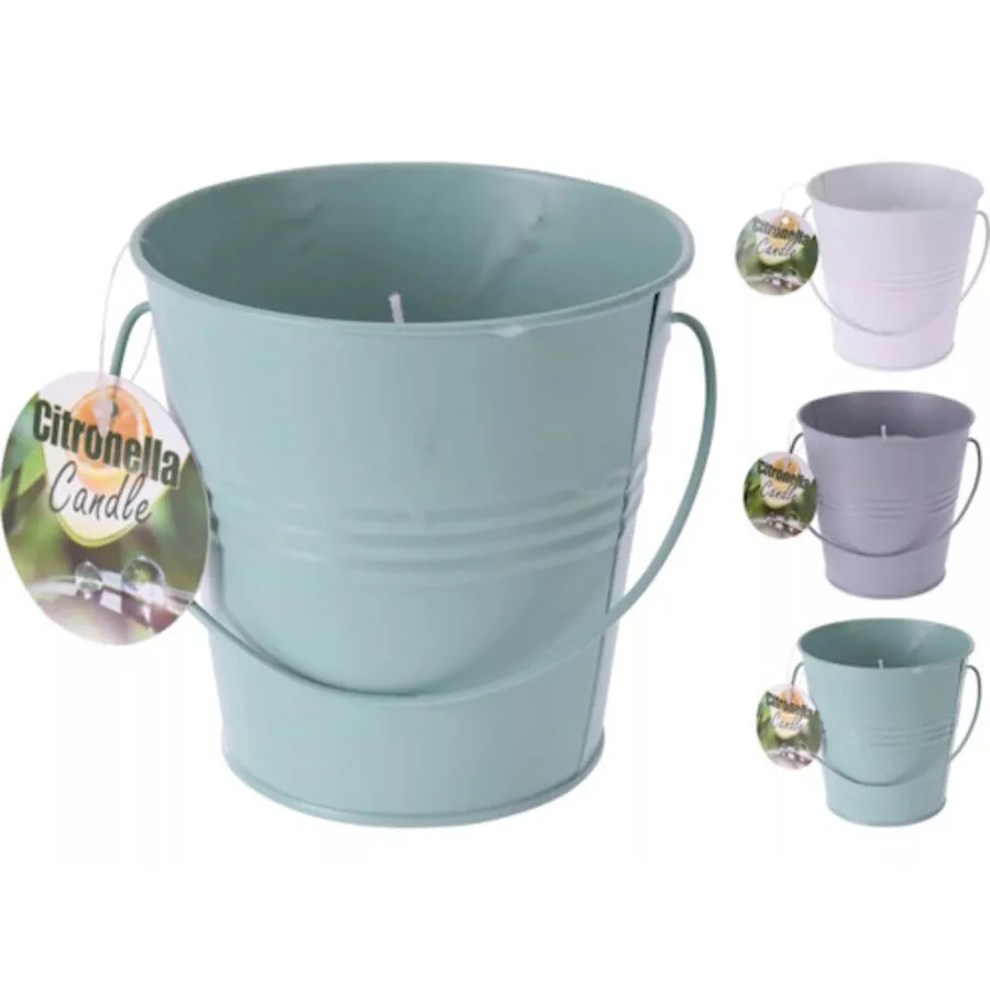Citronella kaars in metalen emmer 10 cm | Ø 9,1 x 9,4 cm | tot 20 uur tegen muggen