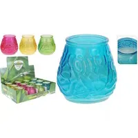 Citronellakaars in gekleurd glas Ø9,1 x 9,4 cm | buitenkaars om muggen te verjagen