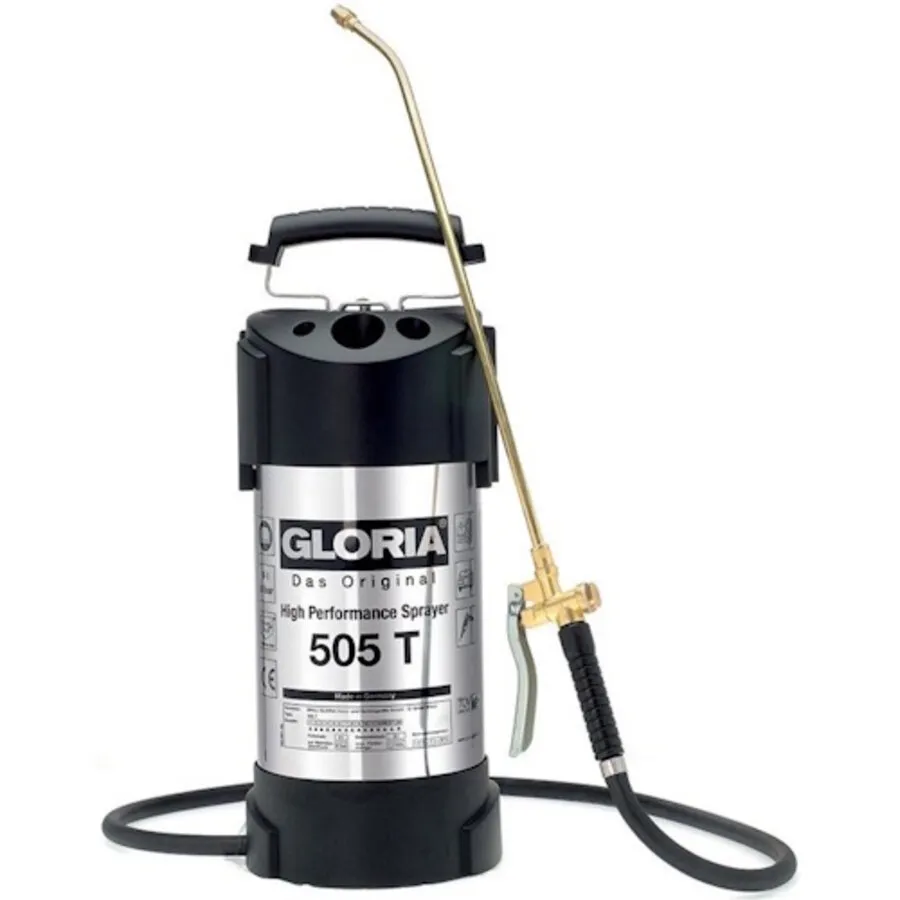 RVS hogedrukspuit 5 liter met messing pomp | 6 bar | 1,35 m slang