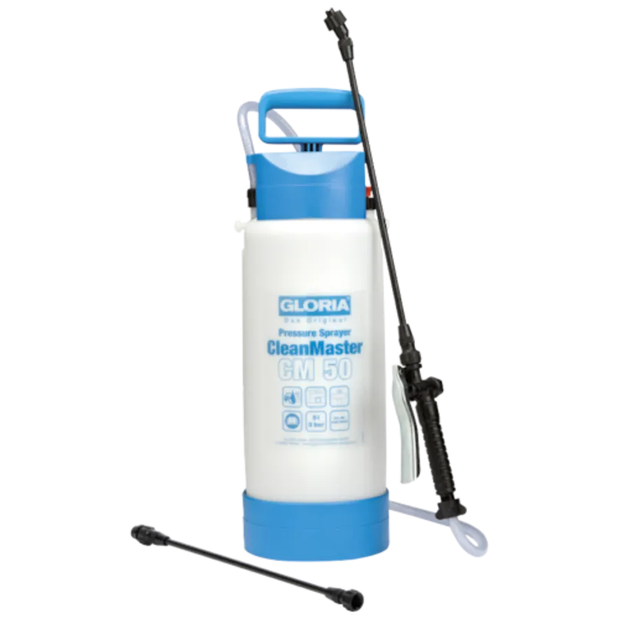 Drukspuit voor zure en alkalische reinigingsmiddelen | 5 liter | 3 bar | met verlengstuk