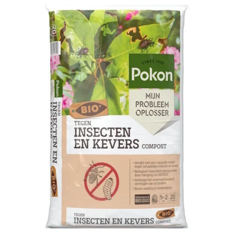 Biologische compost tegen insecten en kevers 20 liter | bodemverbeteraar met natuurlijke schimmel