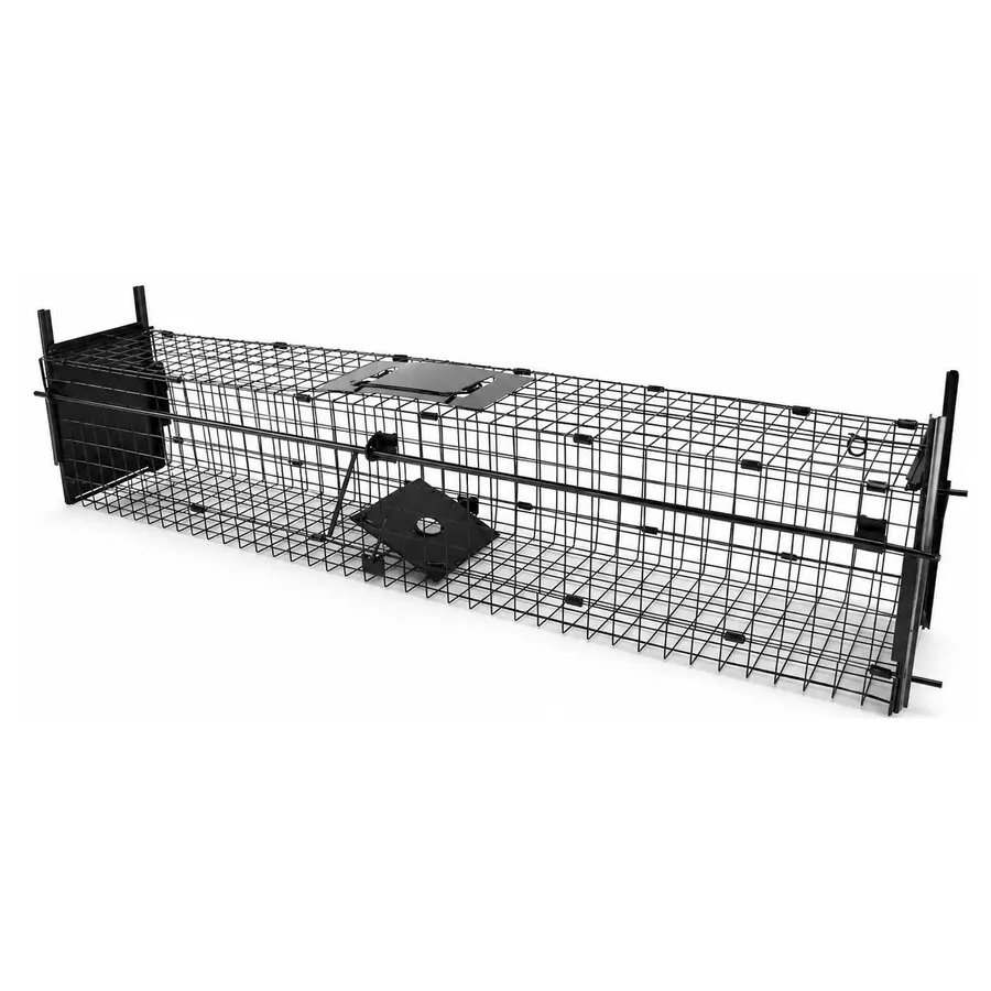 Vangkooi voor marters 2-deurs doorloopval 105x16x20 cm | 2 ingangen | handvat met beschermplaat