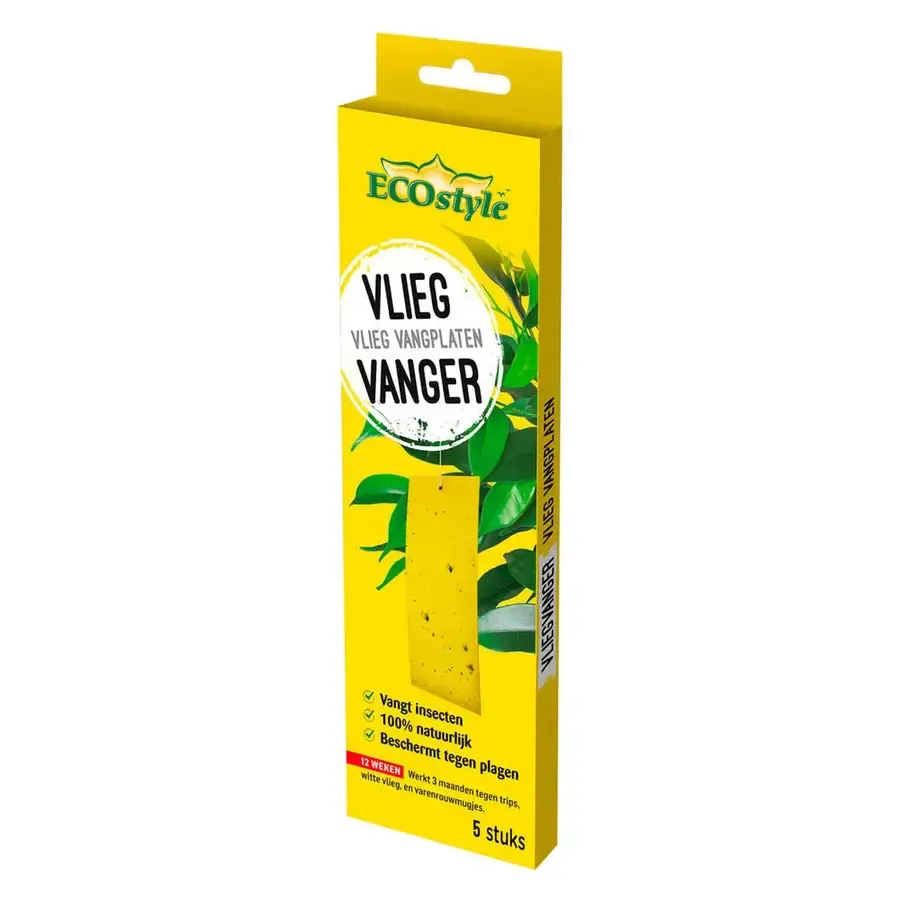Decoratieve gele vliegenvangers 10 stuks voor rouwvliegjes, trips en witte vlieg