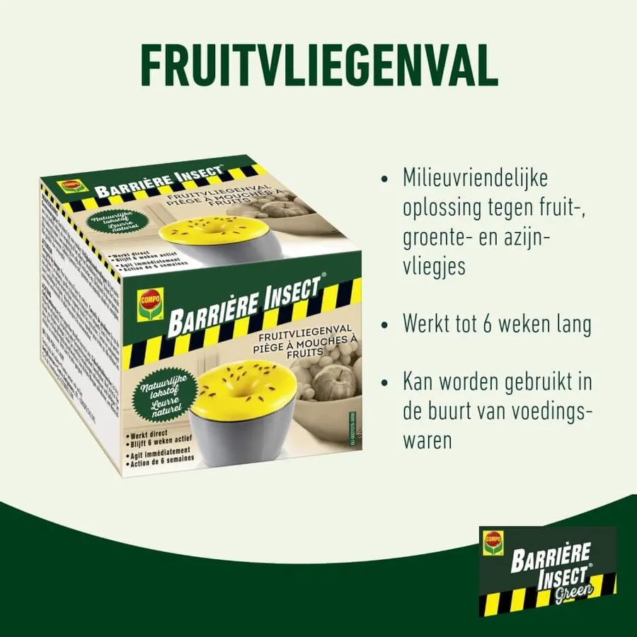 Fruitvliegenval met natuurlijke lokstof | tot 6 weken werking