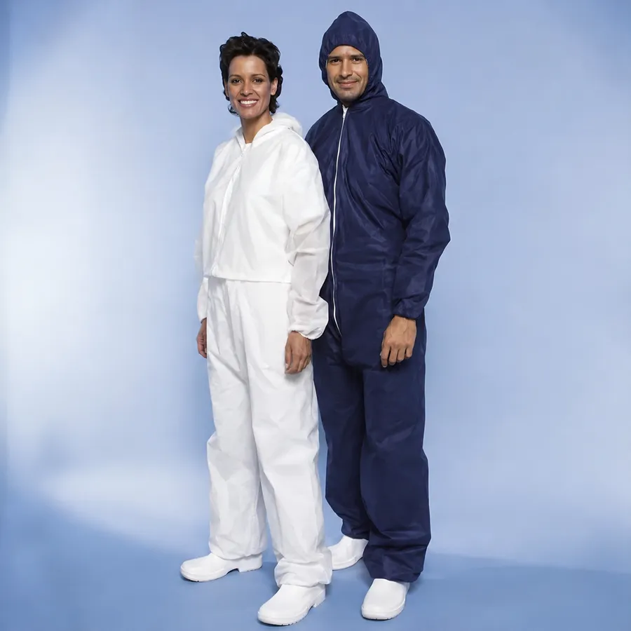 Blauwe wegwerpoverall XXL met capuchon en ritssluiting