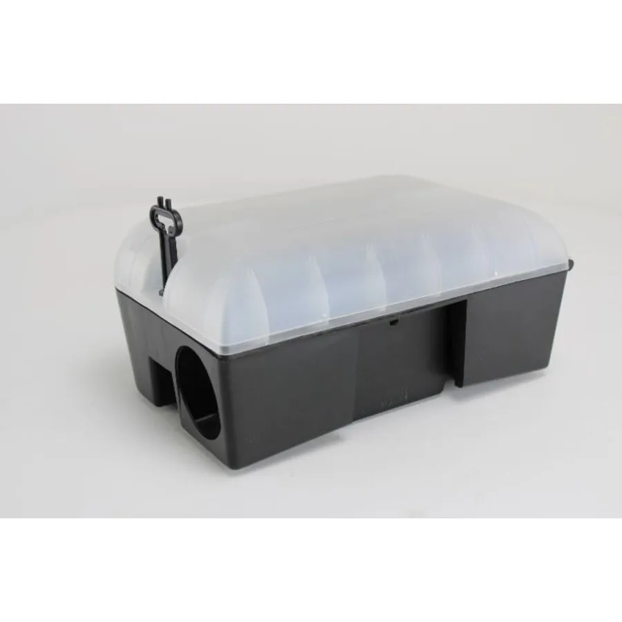 Transparante voerdoos met rattenklem 28 x 17 x 11 cm