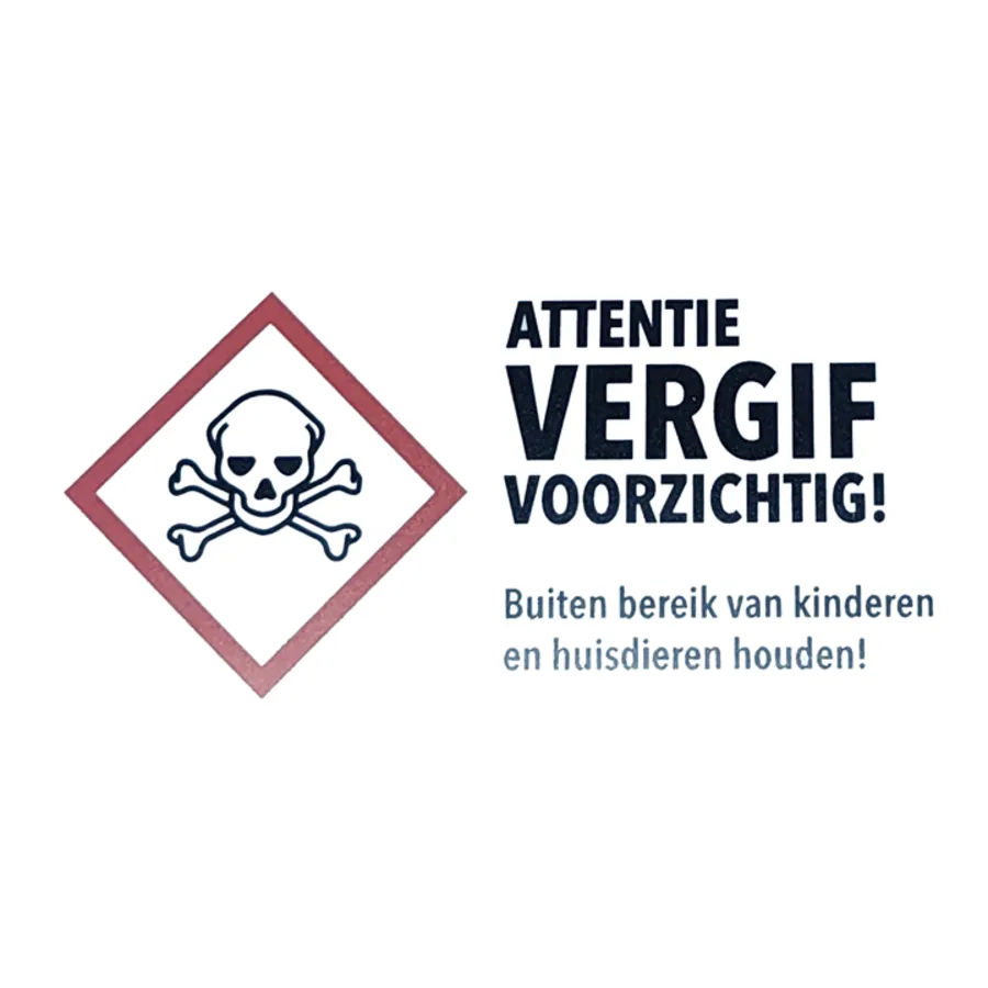 Gevarensticker voor muizen- en rattenvoerdoos 9 x 5 cm | per stuk