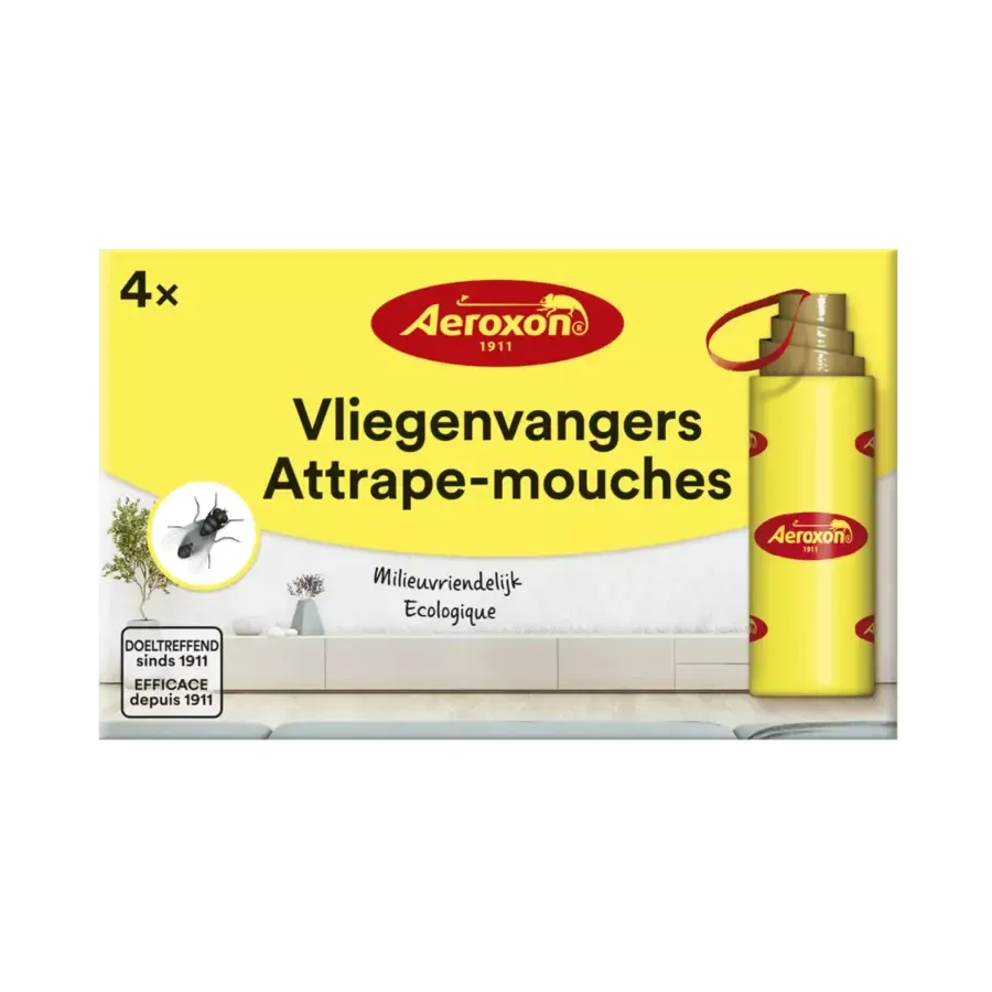 Vliegenvanger met kleefstrip voor binnen | 4 stuks