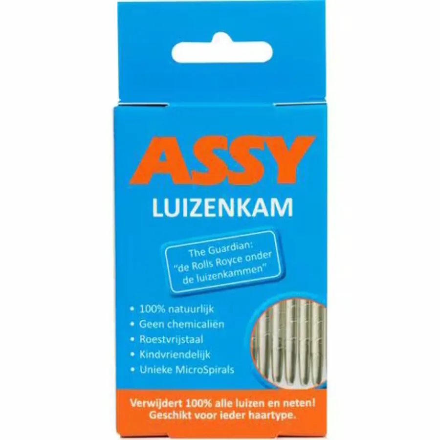 Luizenkam van RVS met spiraalgroeven tegen luizen en neten