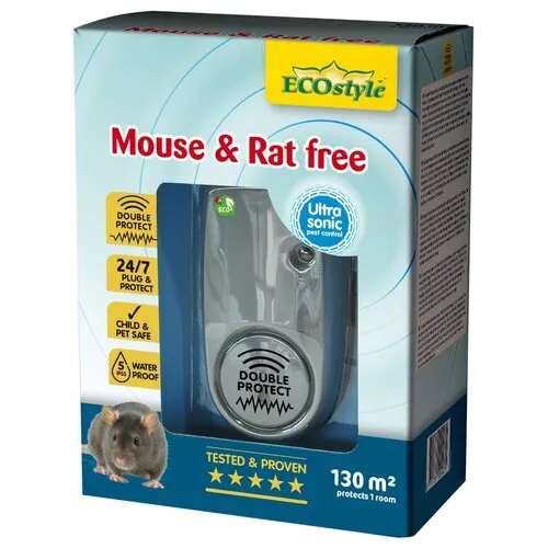 ECOstyle Ultrasone muizen- en rattenverjager 130 m²