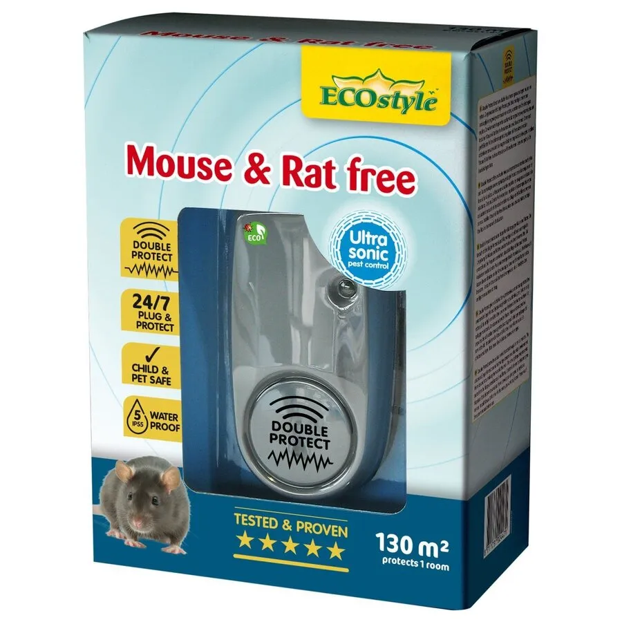 Ultrasone muizen- en rattenverjager 130 m² | Double Protect