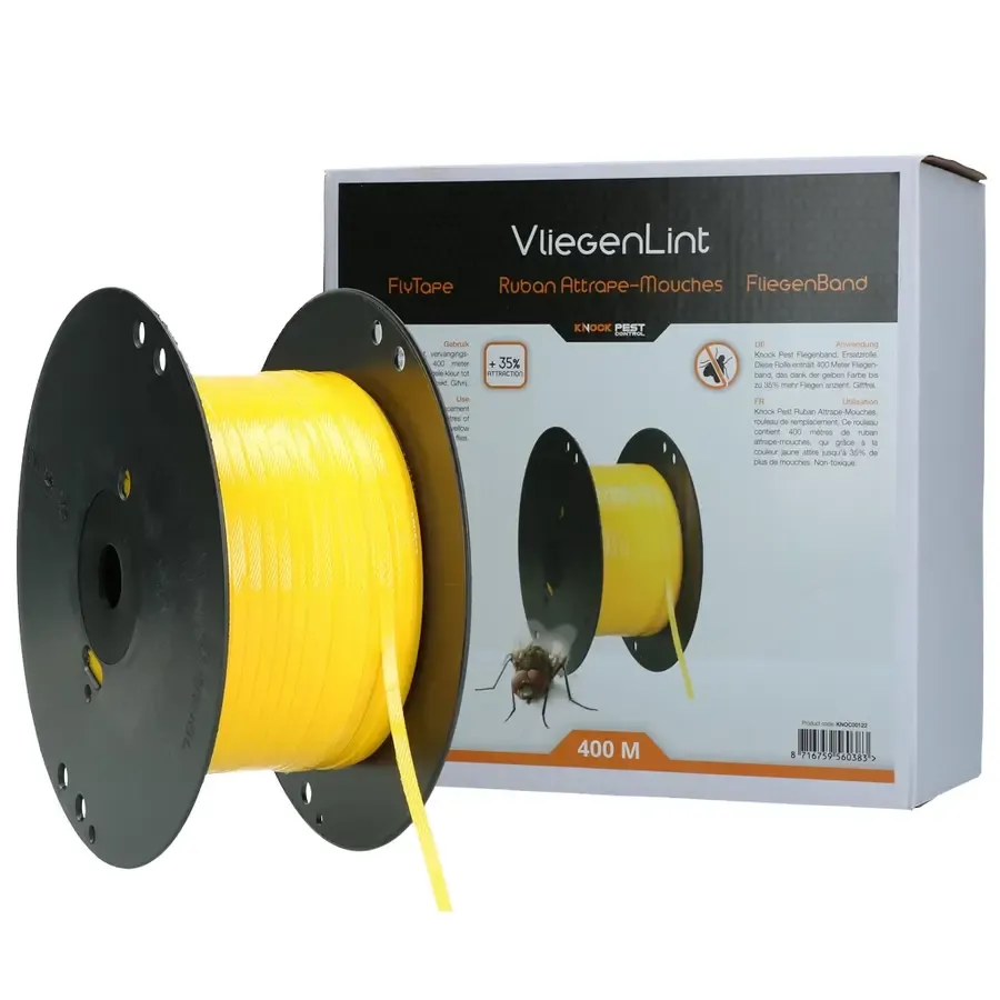 Vliegenlint vervangingsrol 400 meter | geel kleeflint | rol Ø 20 cm