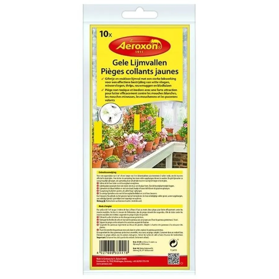Gele lijmvallen tegen trips en rouwvliegjes 24 x 10 cm | 10 stuks