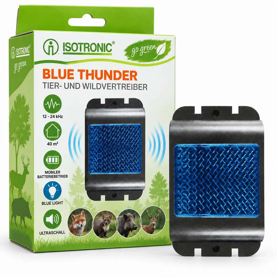 Wildverjager met blauw LED-licht | 30 m bereik | 6 AAA-batterijen