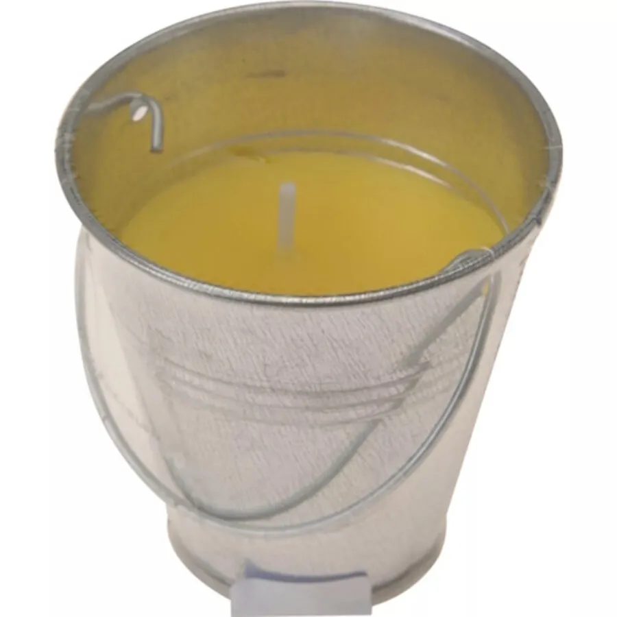 Citronellakaars in zinken emmertje 6 x 6,5 cm | buitenkaars met citronellageur