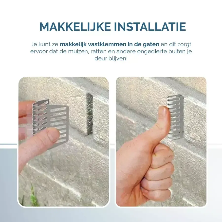 RVS stootvoegrooster 5 cm | 20 stuks | tegen muizen, ratten en insecten