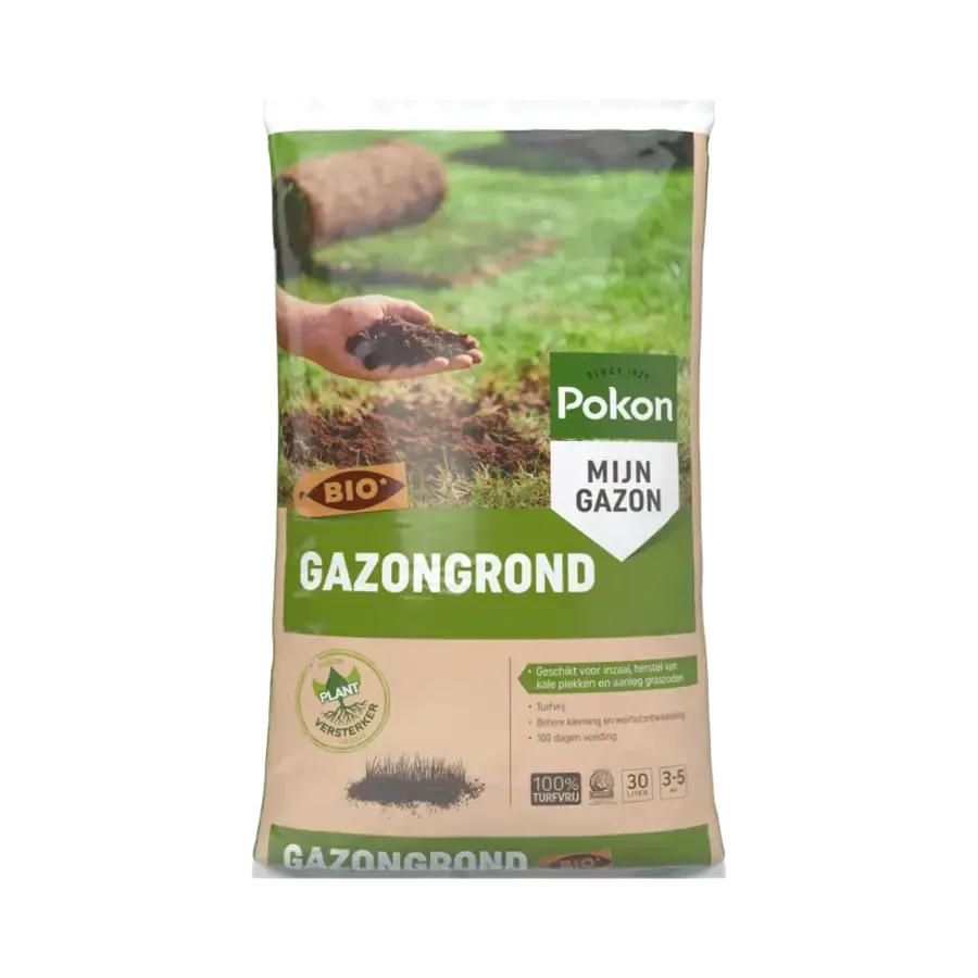 Bio gazongrond turfvrij 30 liter | voor inzaaien, graszoden en gazonherstel