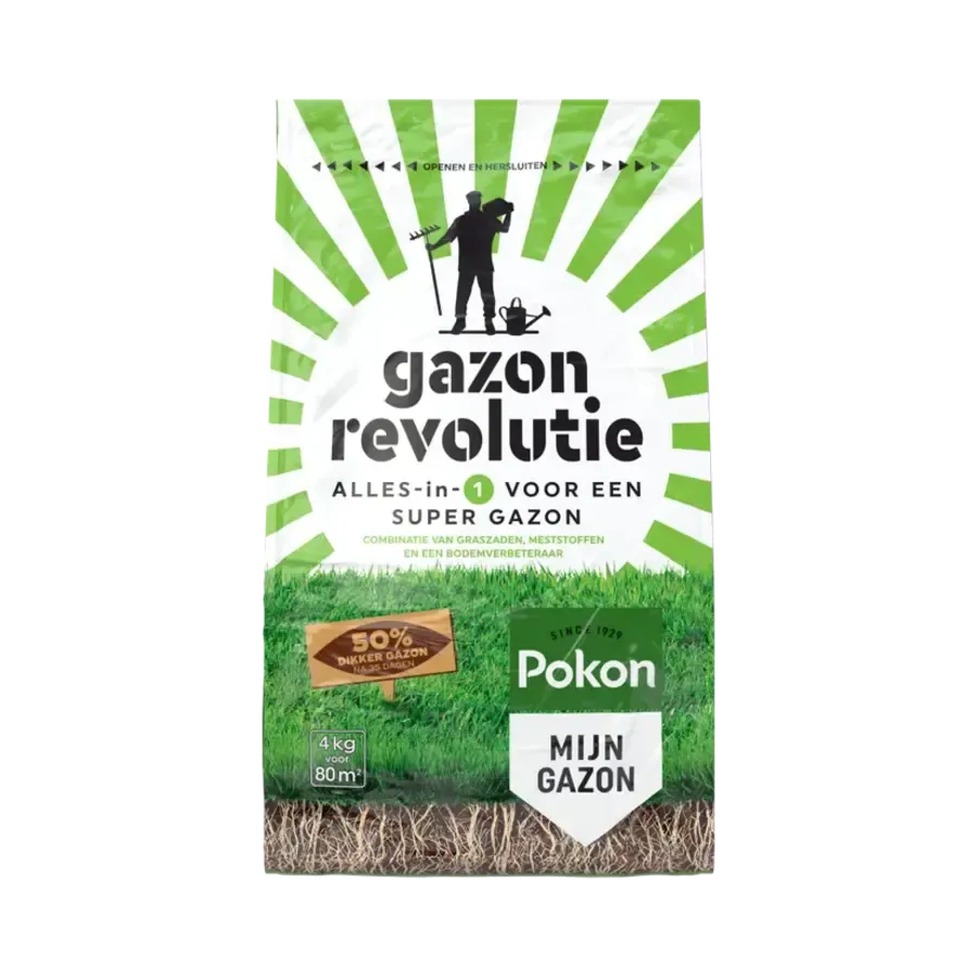 Gazon Revolutie 4 kg | Graszaad, meststof en bodemverbeteraar | 80 m²