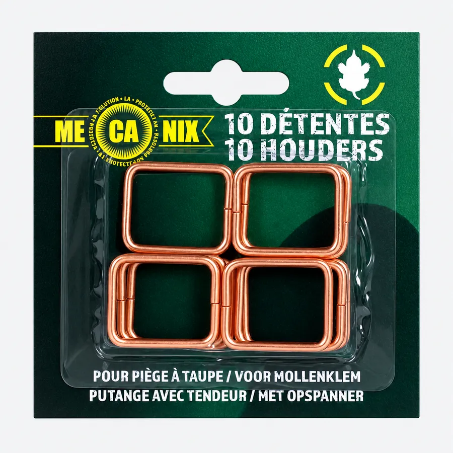 Houders voor mollenklem | 10 koperen reservehouders voor draadklem