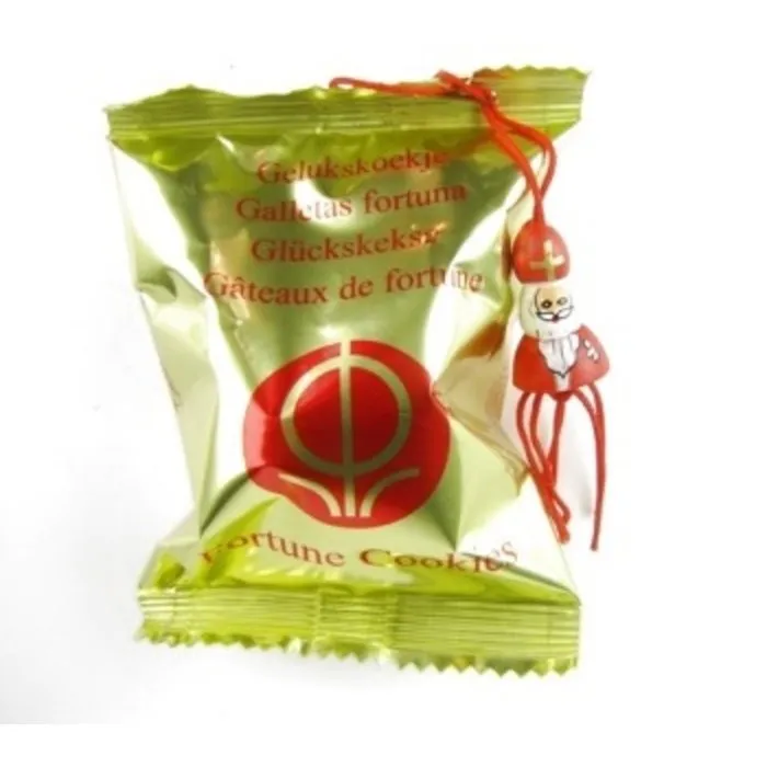 Gelukskoekjes met een Sinterklaas gelukspoppetje 10 stuks